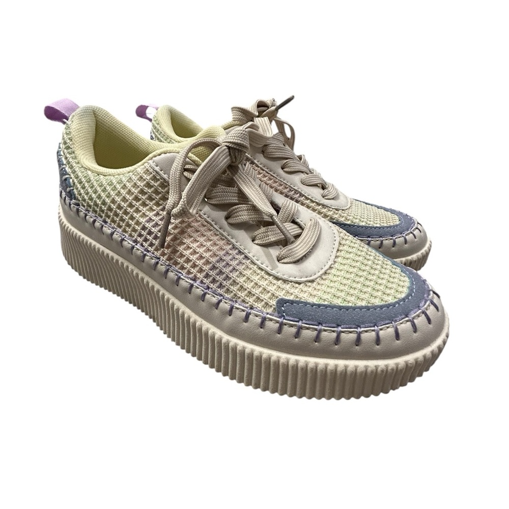 Nicole Miller Cream Canvas Platform Sneakers 7.5
